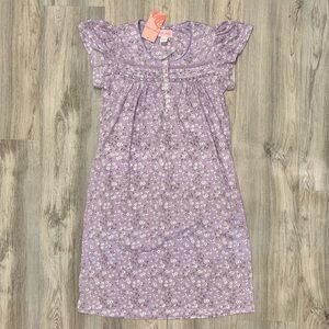 NWT Pink Label Modest Lavender Floral Nightgown Short Sleeve Sleep Gown Size M